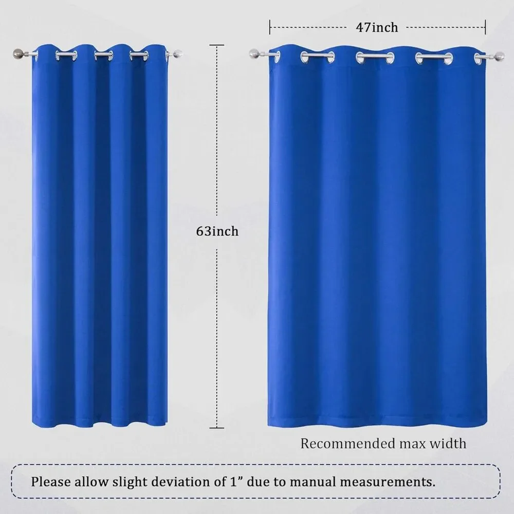 DUALIFE Royal Blue Room Darkening Curtains 55x63